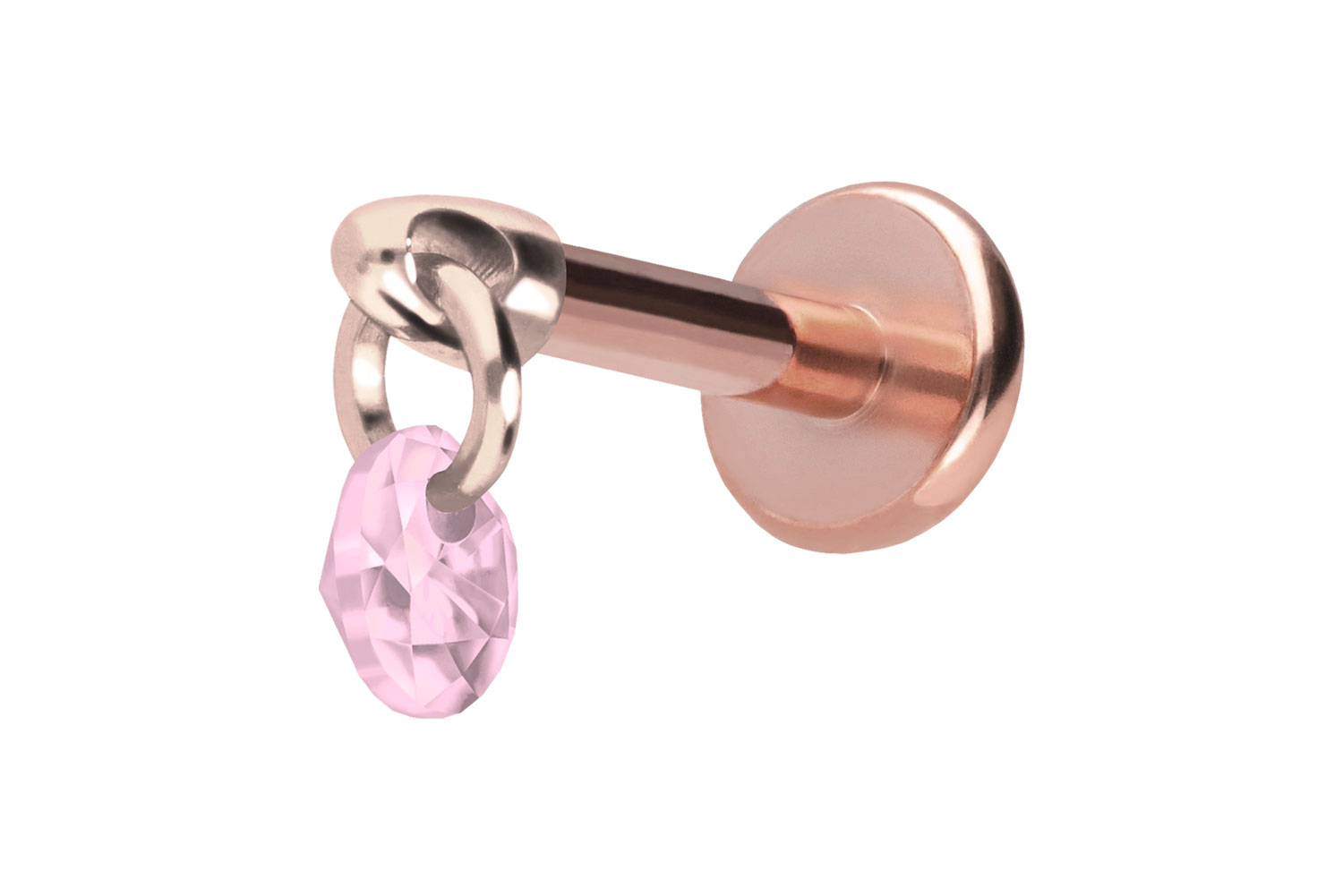 Titan Labret Piercing mit Push Fit RUNDER KRISTALL